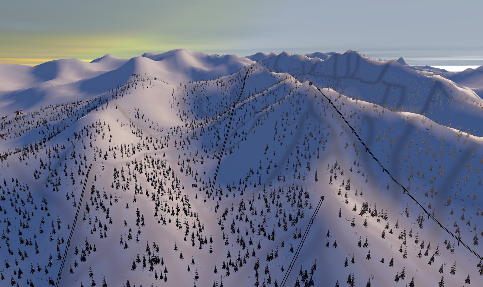 Surveyed runs drawn on the mountain