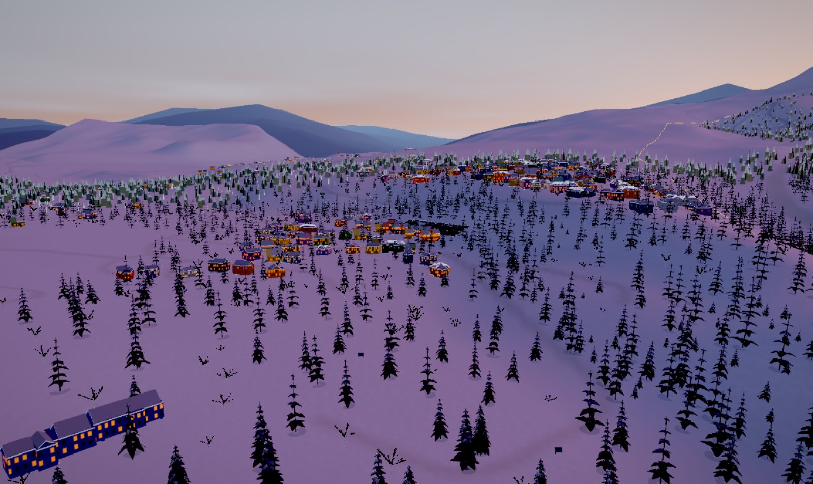 The base village built from surveyed footprints