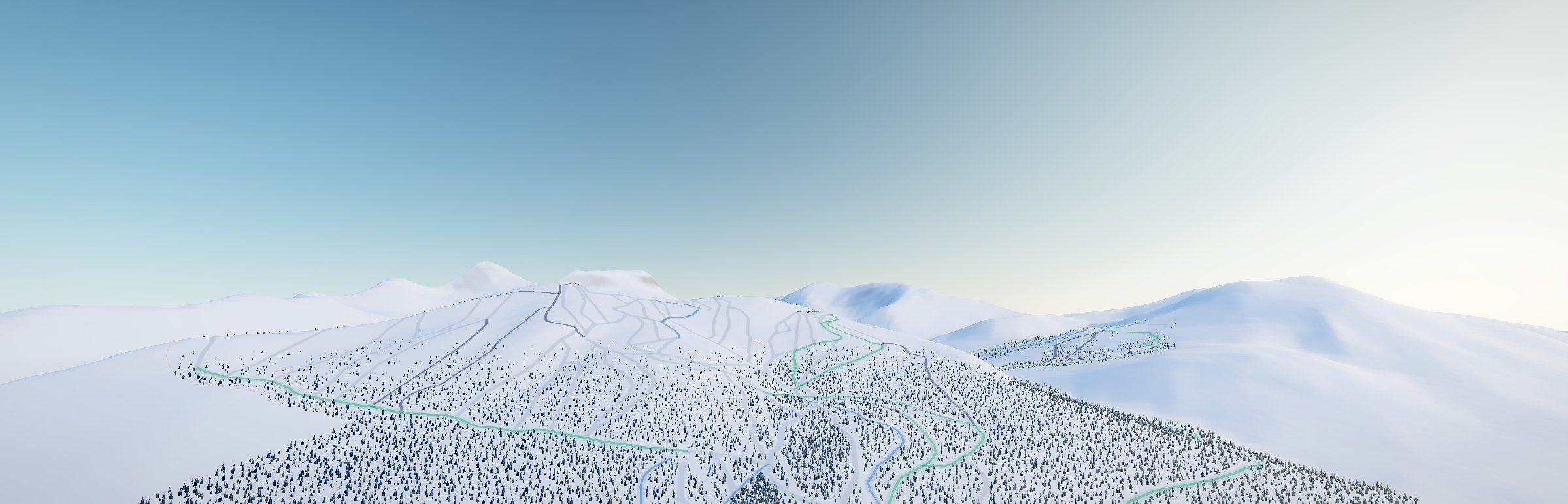 The Bow Range above Lake Louise at mid-morning, drawn from the measured terrain