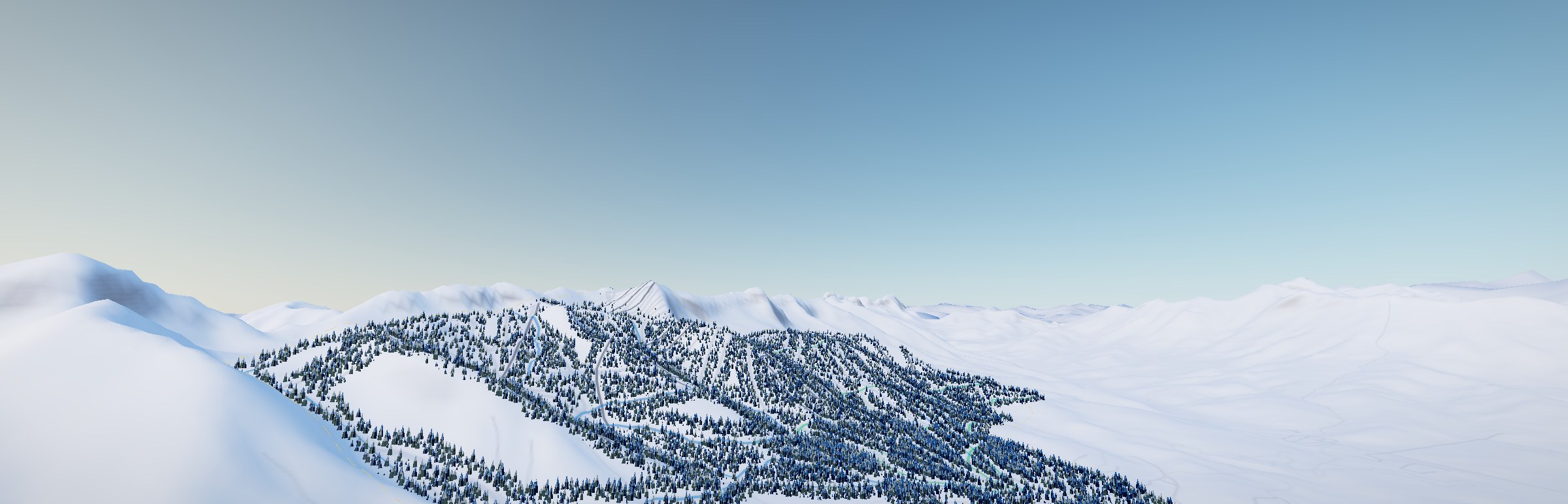 The Lizard Range above Fernie at late morning, drawn from the measured terrain