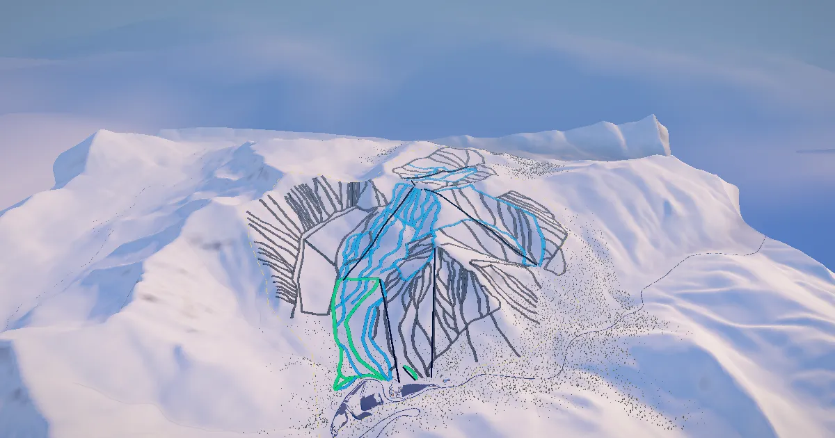 Arapahoe Basin in 3D, drawn from its measured ground with its surveyed runs and lifts