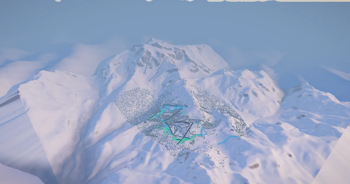 Mt. Baker in 3D, drawn from its measured ground with its surveyed runs and lifts