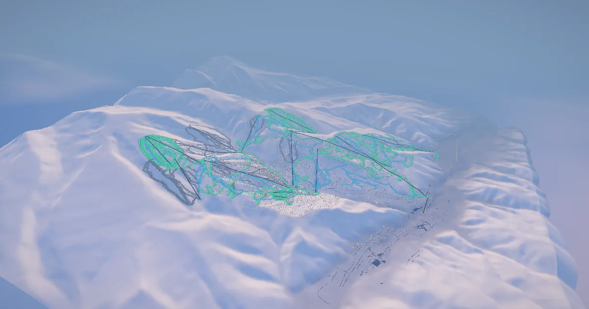 Beaver Creek in 3D, drawn from its measured ground with its surveyed runs and lifts