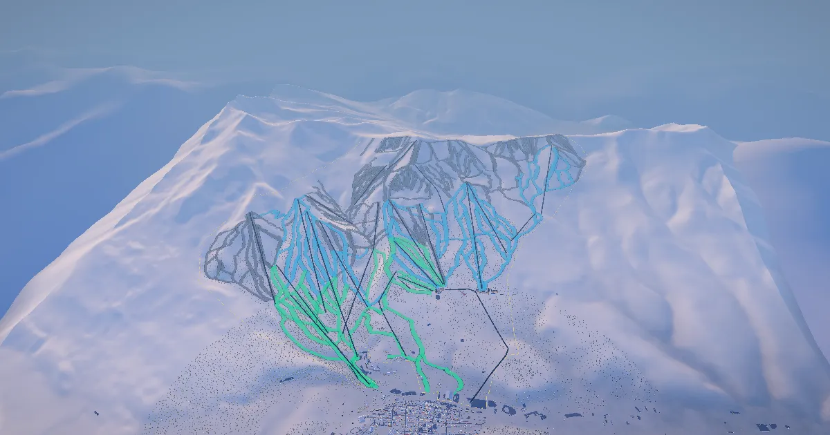 Breckenridge in 3D, drawn from its measured ground with its surveyed runs and lifts