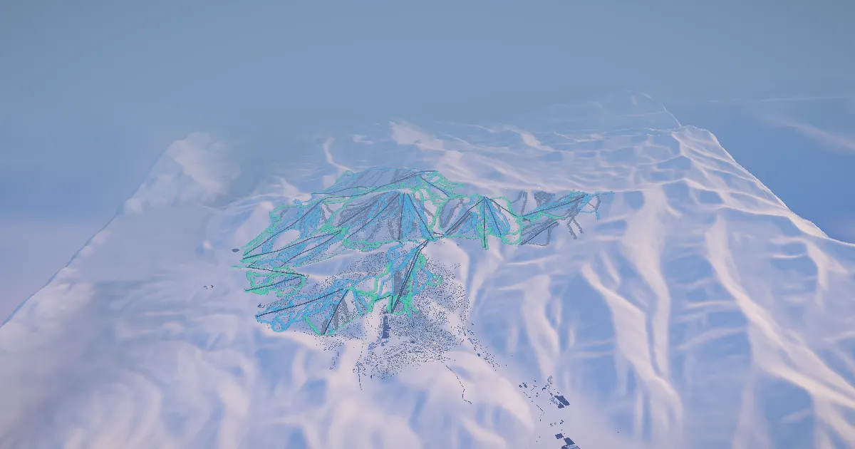 Deer Valley in 3D, drawn from its measured ground with its surveyed runs and lifts