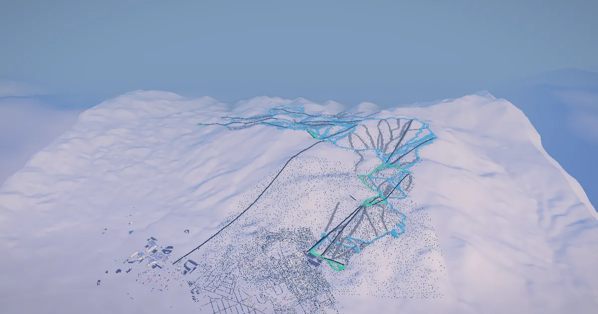 Heavenly in 3D, drawn from its measured ground with its surveyed runs and lifts