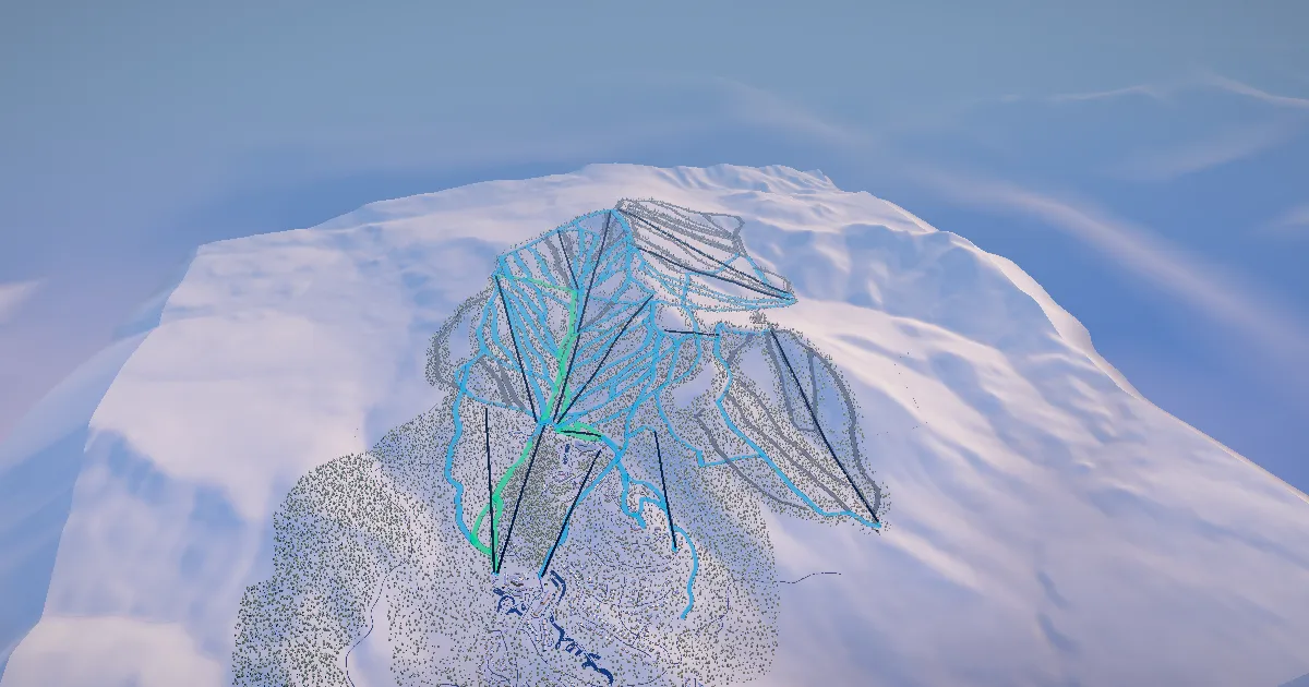 Northstar in 3D, drawn from its measured ground with its surveyed runs and lifts