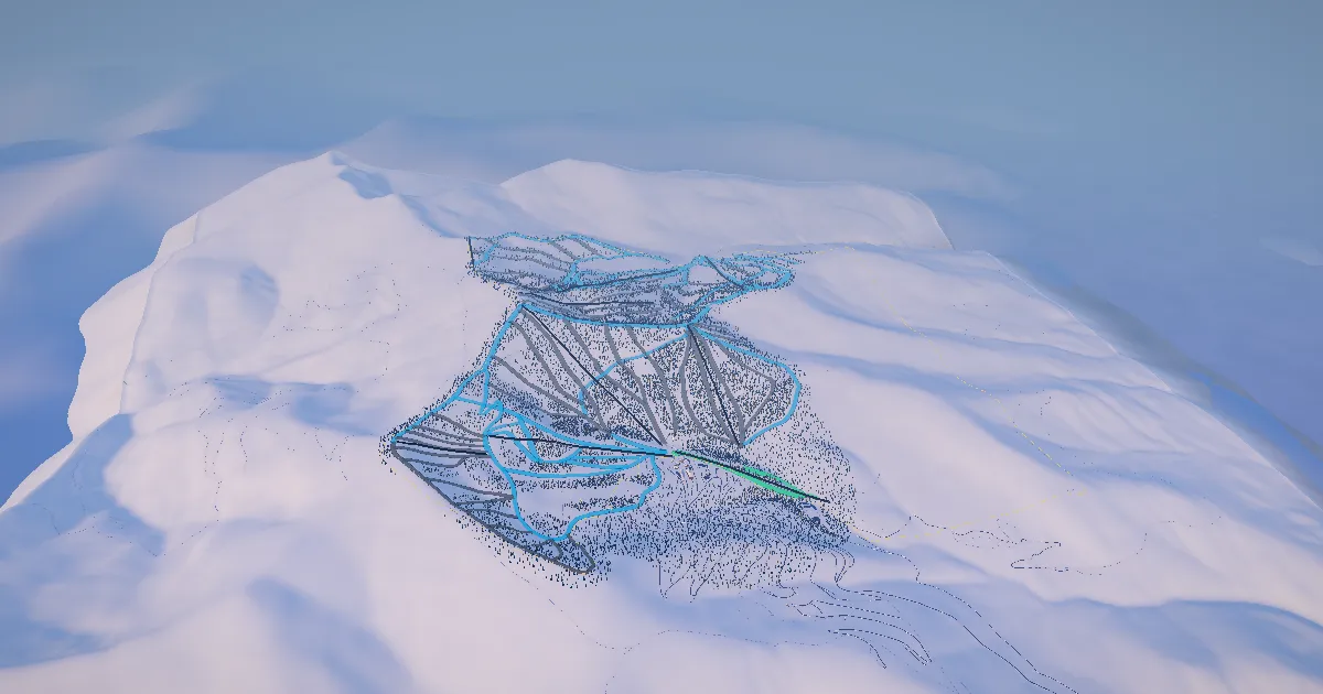 Schweitzer in 3D, drawn from its measured ground with its surveyed runs and lifts