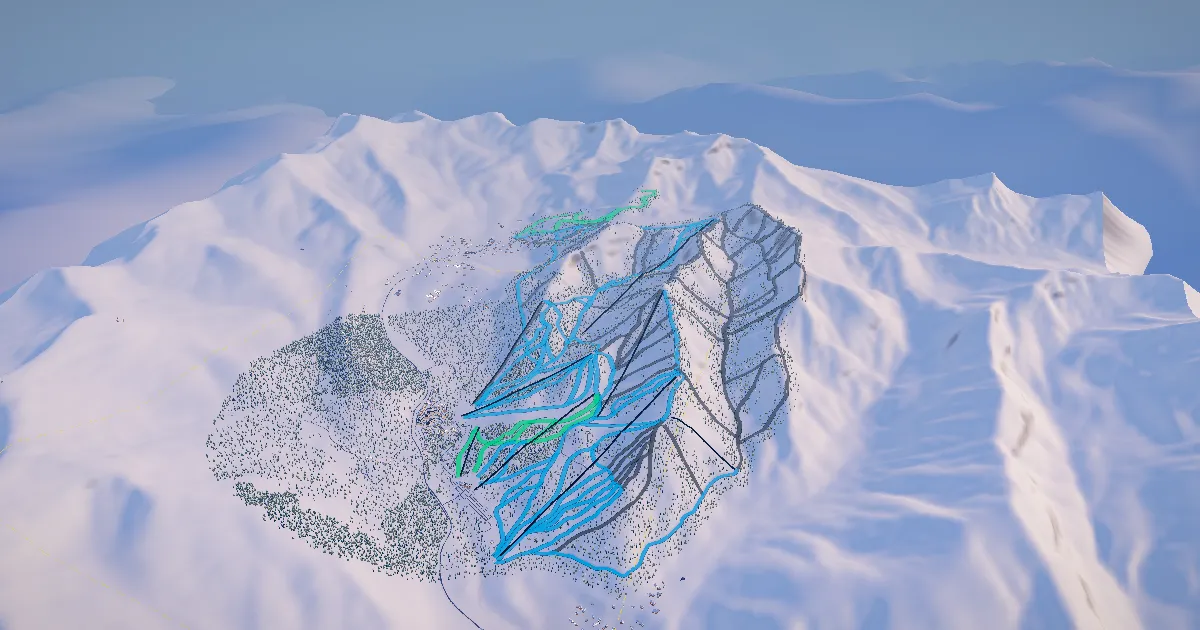 Solitude in 3D, drawn from its measured ground with its surveyed runs and lifts