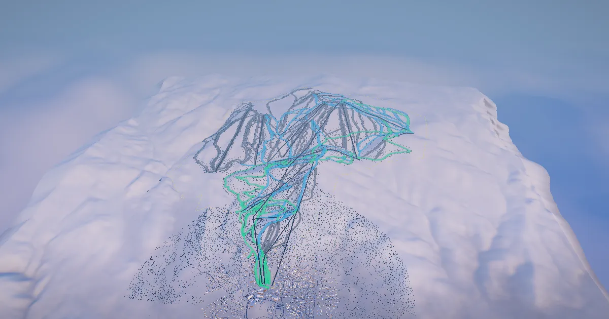 Steamboat in 3D, drawn from its measured ground with its surveyed runs and lifts