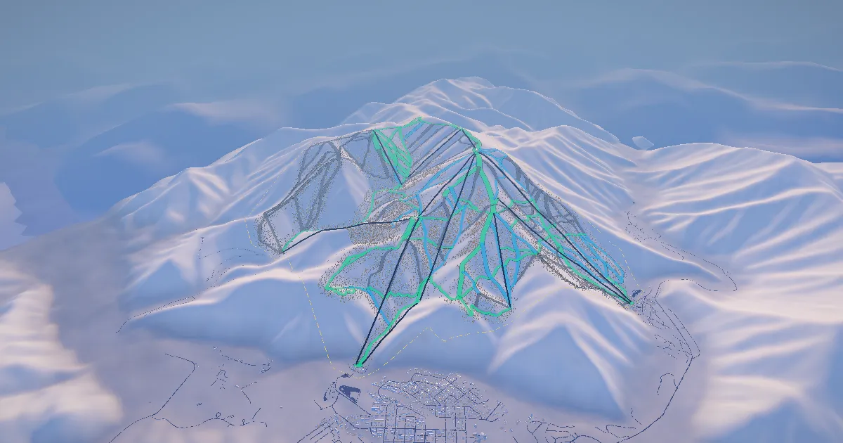 Sun Valley in 3D, drawn from its measured ground with its surveyed runs and lifts