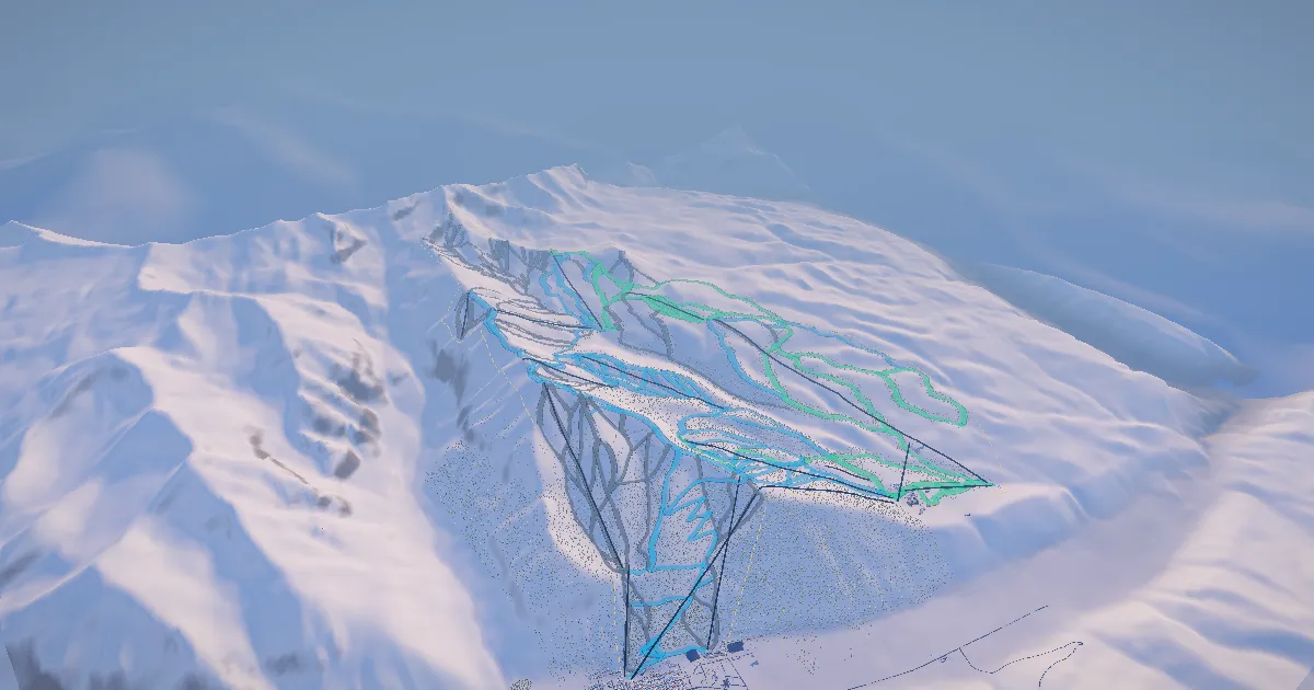 Telluride in 3D, drawn from its measured ground with its surveyed runs and lifts