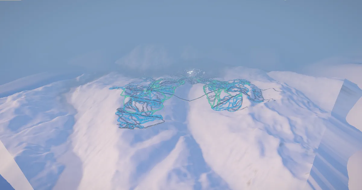 Whistler Blackcomb in 3D, drawn from its measured ground with its surveyed runs and lifts